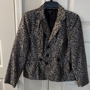 Notations Black and Gray Patterned Blazer
